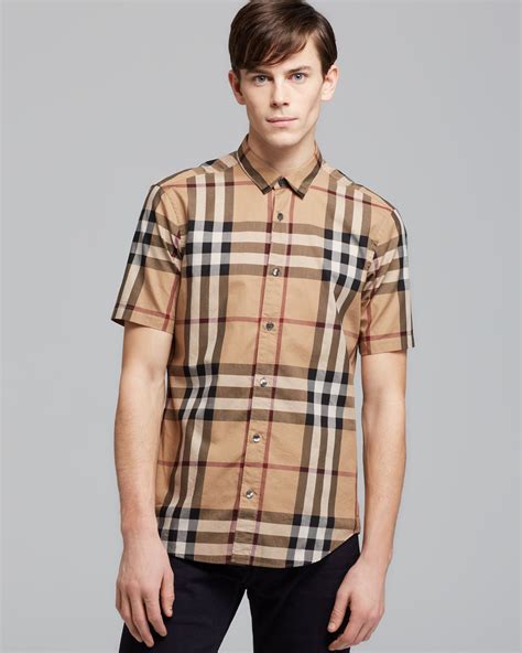 burberry brit green plaid shirt|Burberry men's shirts outlet.